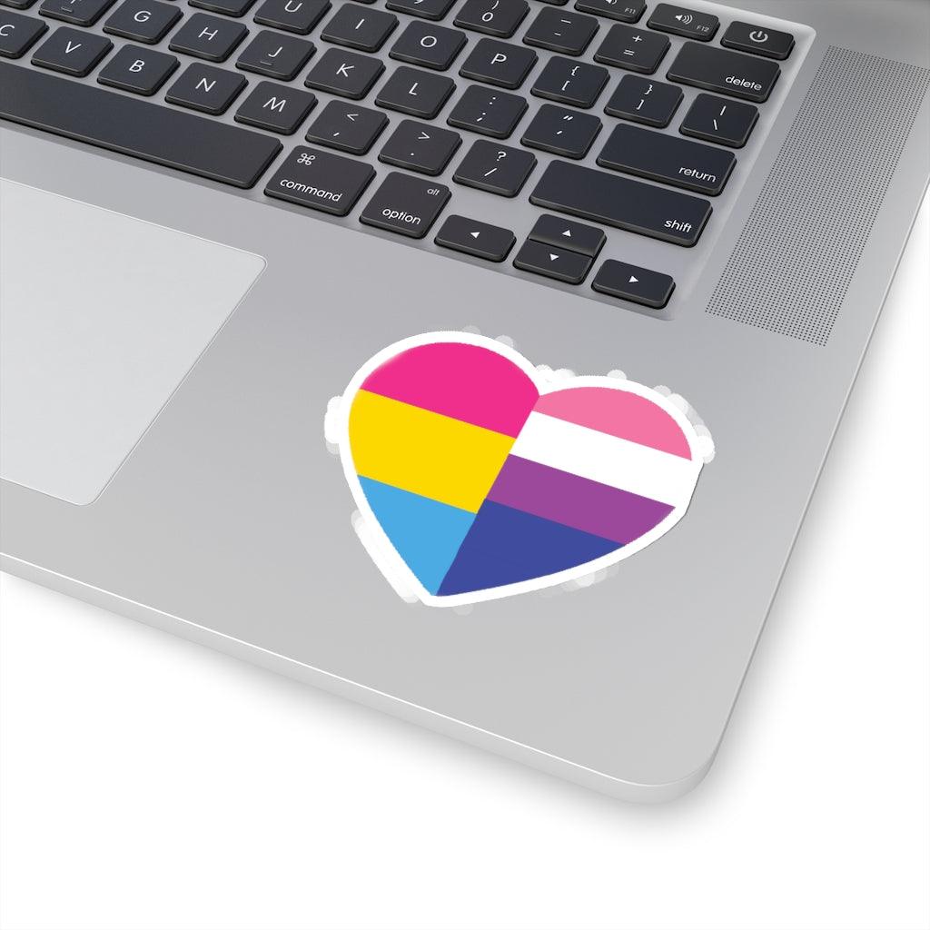 Genderfluid Pansexual Heart Pride Flag Sticker - Art Unlimited