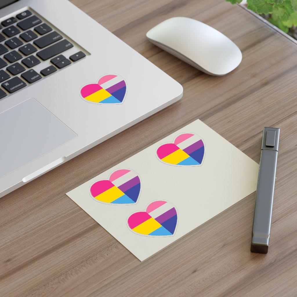 Genderfluid Pansexual Heart Pride Flag Sticker Sheet - Art Unlimited