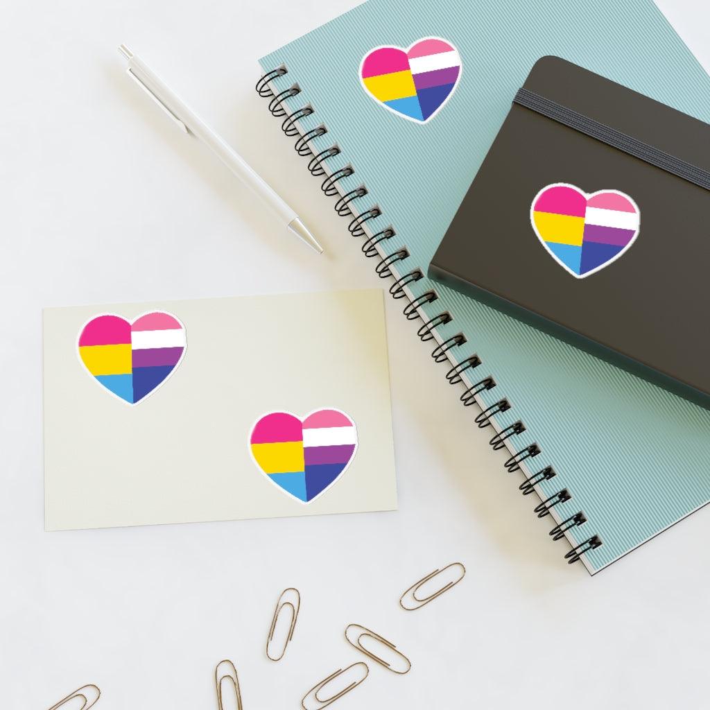 Genderfluid Pansexual Heart Pride Flag Sticker Sheet - Art Unlimited