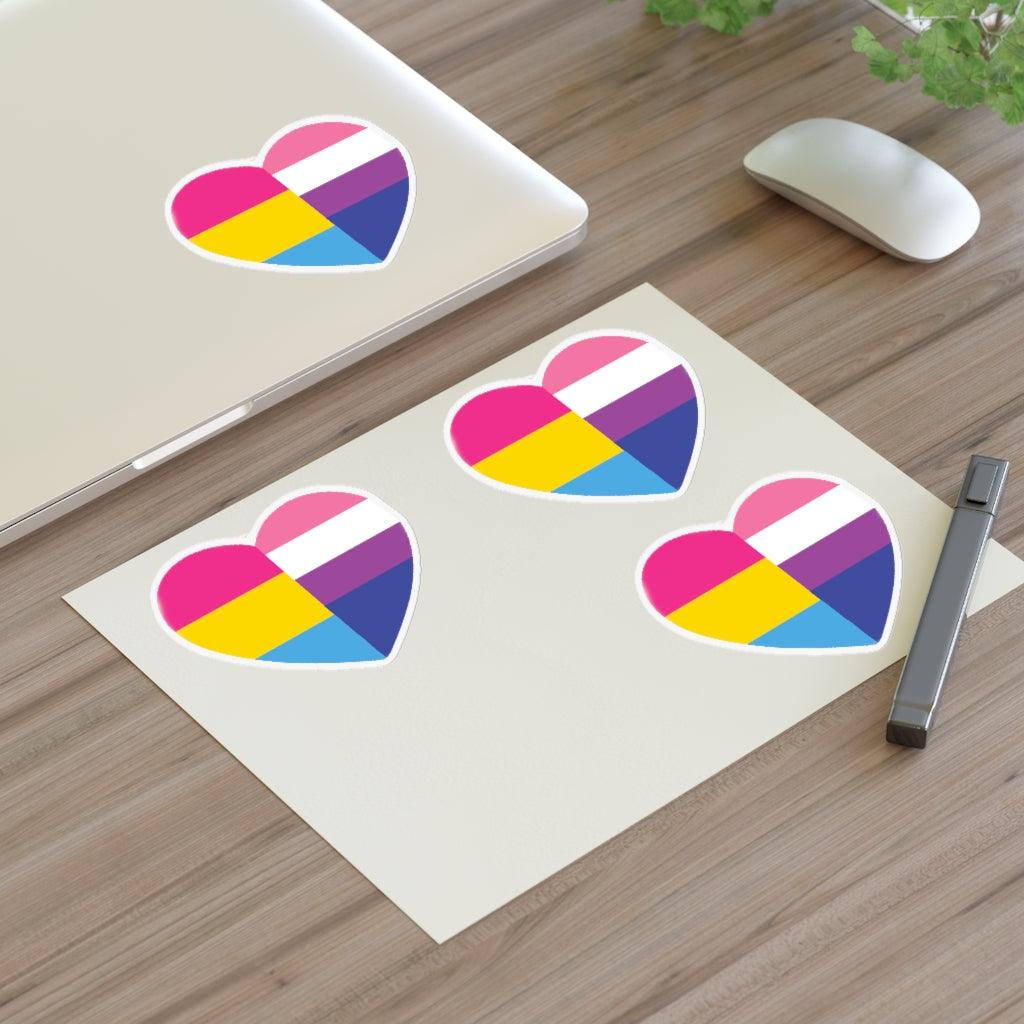 Genderfluid Pansexual Heart Pride Flag Sticker Sheet - Art Unlimited