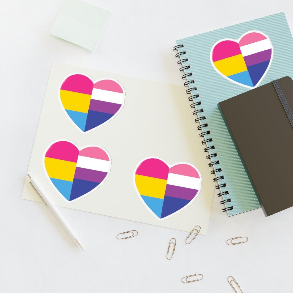Genderfluid Pansexual Heart Pride Flag Sticker Sheet - Art Unlimited