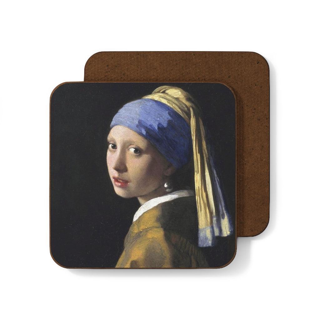 Girl With A Pearl Earring Painting By Johannes Vermeer Hardboard Back Coaster - Art Unlimited