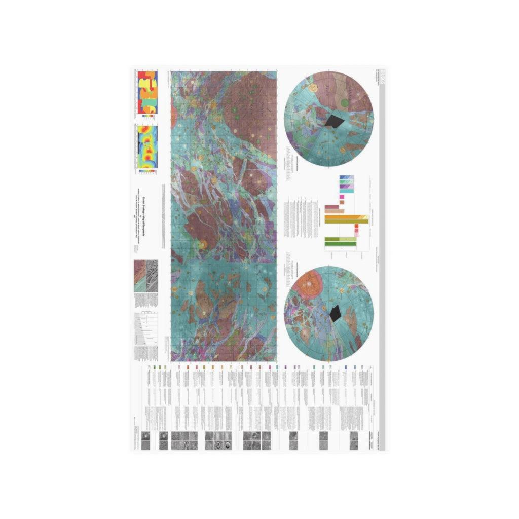 Global Geologic Map of Ganymede Moon of Planet Jupiter Print Poster - Art Unlimited