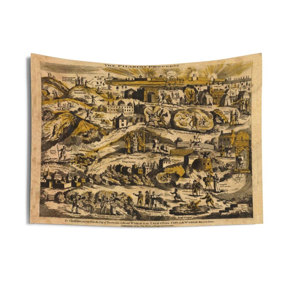 Illustration Map Of The Pilgrim's Progress 1813 Wall Tapestry - Art Unlimited