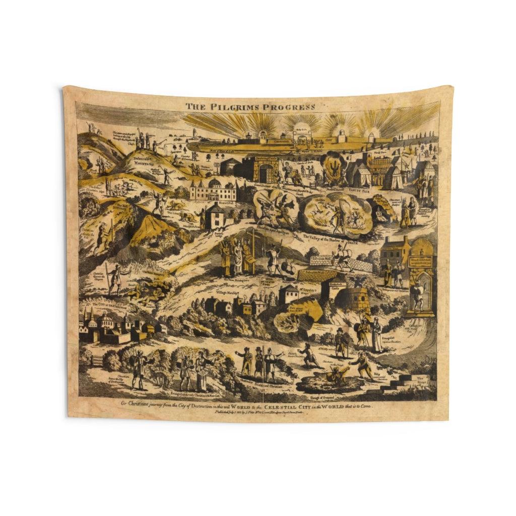 Illustration Map Of The Pilgrim's Progress 1813 Wall Tapestry - Art Unlimited
