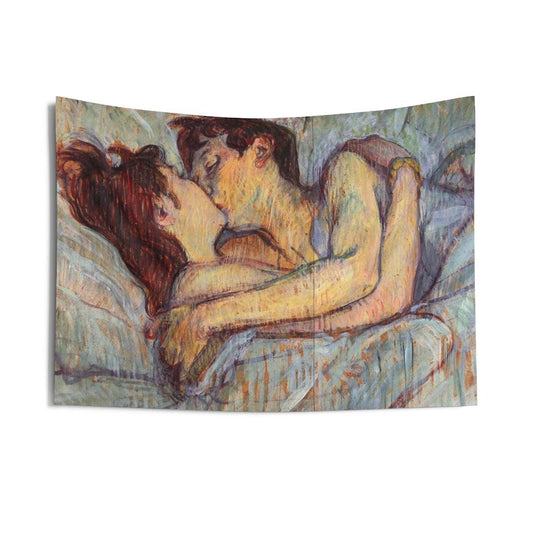 In Bed The Kiss By Henri De Toulouse Lautrec Wall Tapestry - Art Unlimited