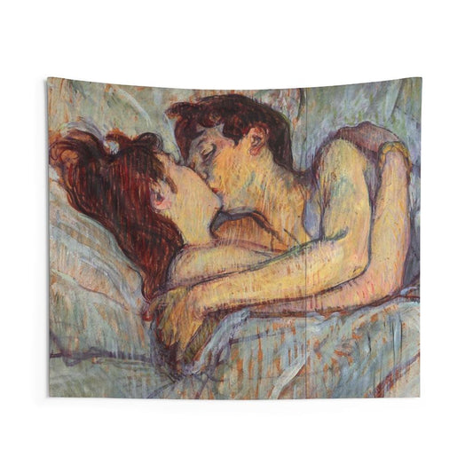 In Bed The Kiss By Henri De Toulouse Lautrec Wall Tapestry - Art Unlimited