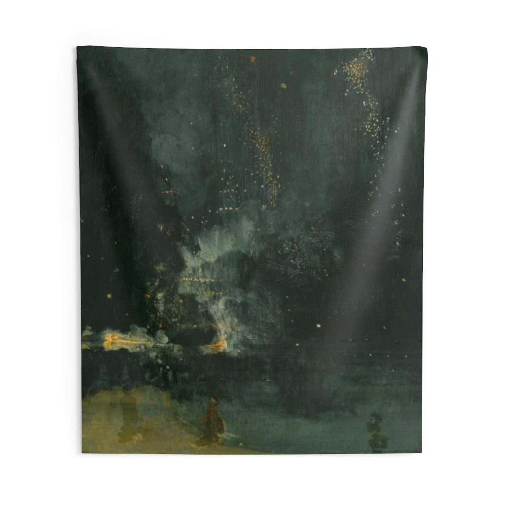 James Whistle - Nocturne In Black And Gold - The Falling Rocket Wall Tapestry - Art Unlimited