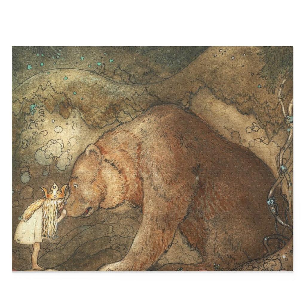 John Bauer Kissed the Bear On The Nose 1907 Reproduction Young Princess Bear Fairy Tale Puzzle - Art Unlimited