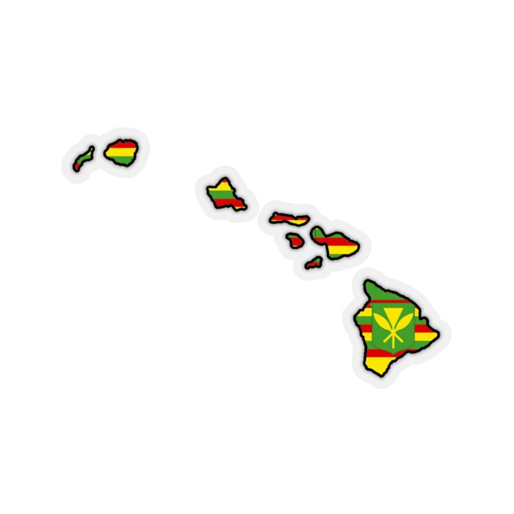 Kanaka Maoli Flag Hawaiin Island Map Sticker - Art Unlimited