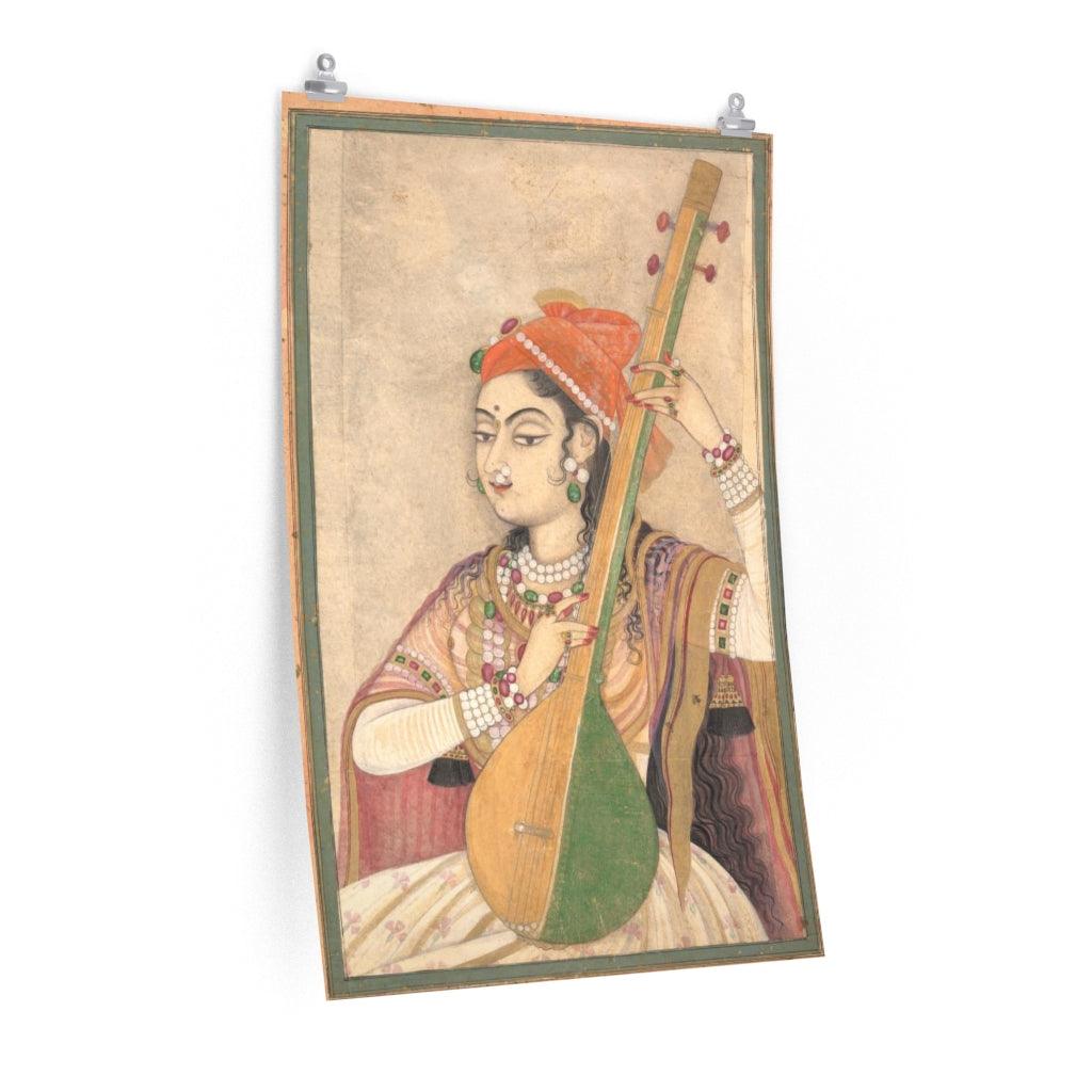 Lady Playing The Tanpura Print Poster - Art Unlimited