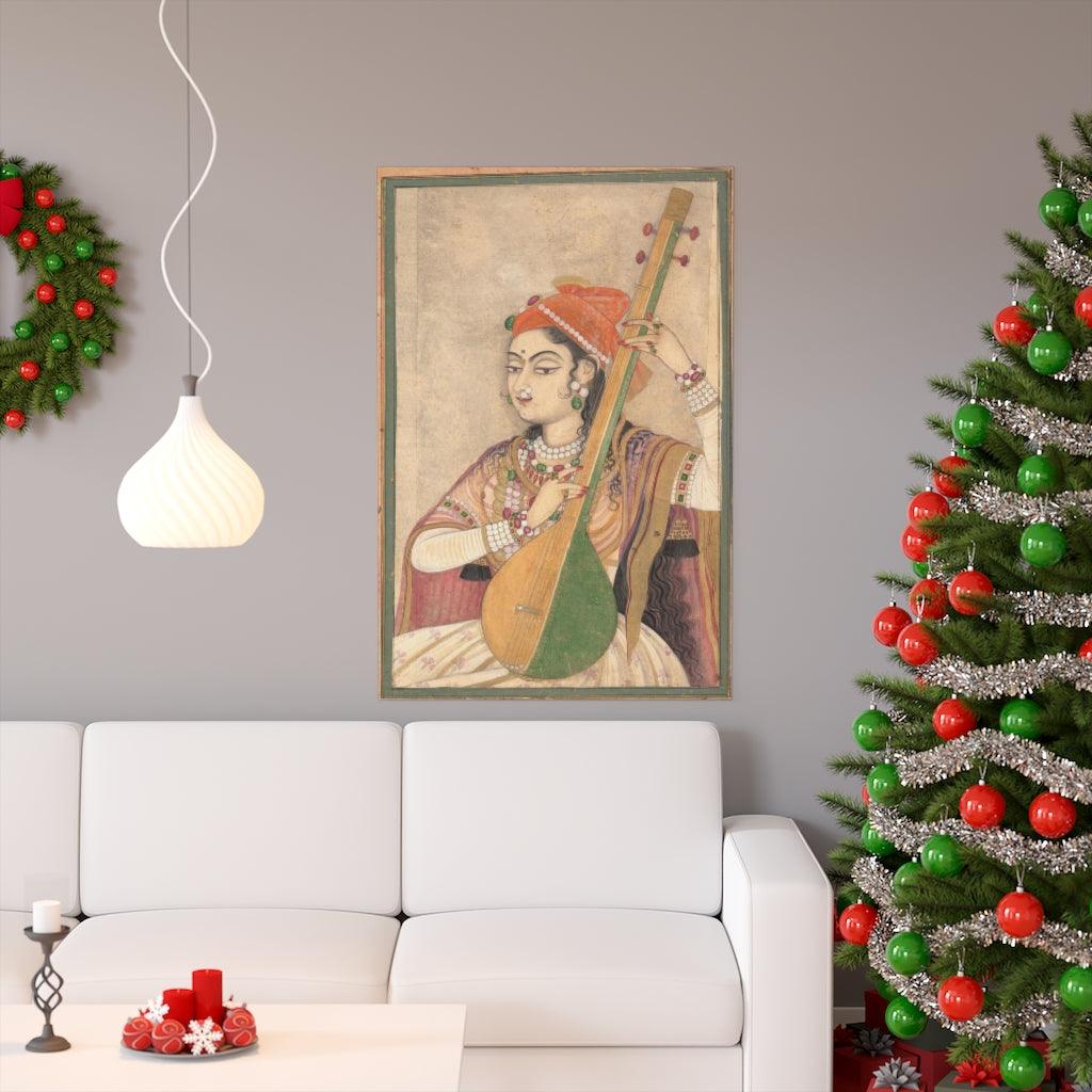 Lady Playing The Tanpura Print Poster - Art Unlimited