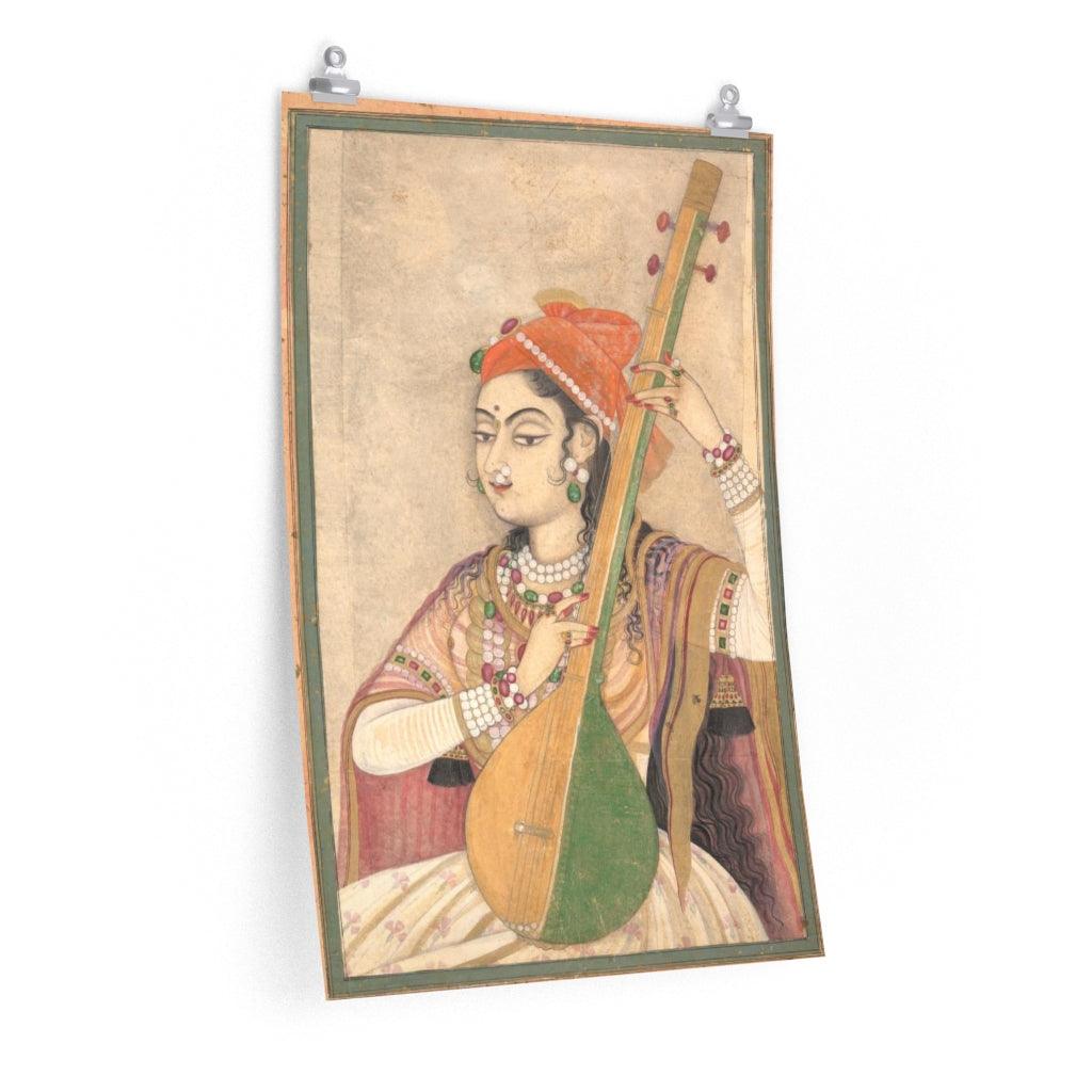 Lady Playing The Tanpura Print Poster - Art Unlimited