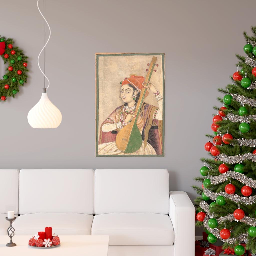 Lady Playing The Tanpura Print Poster - Art Unlimited