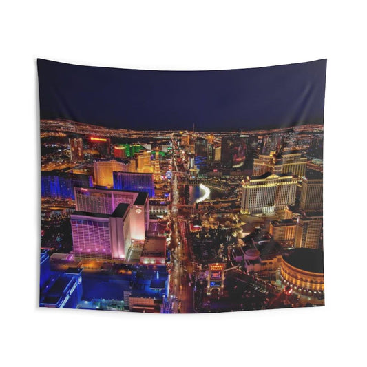 Las Vegas Skyline At Night The Strip Wall Tapestry - Art Unlimited