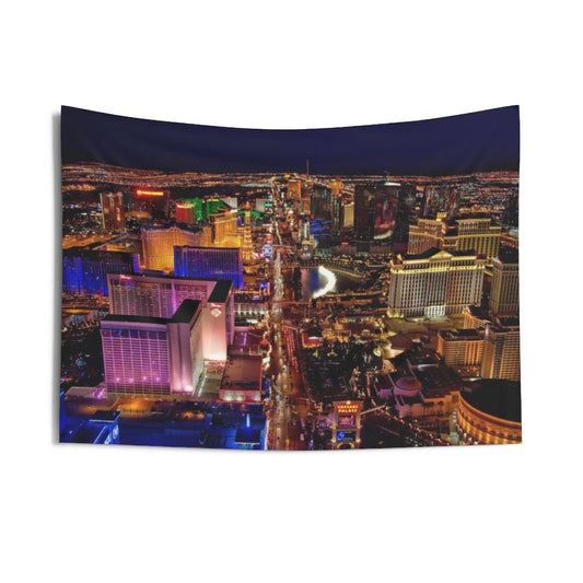 Las Vegas Skyline At Night The Strip Wall Tapestry - Art Unlimited