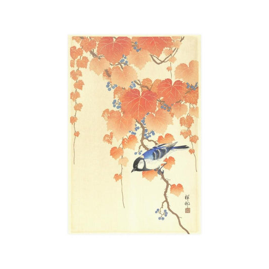 Little Blue Bird In Autumn Branches By Ohara Koson Print Poster - Art Unlimited