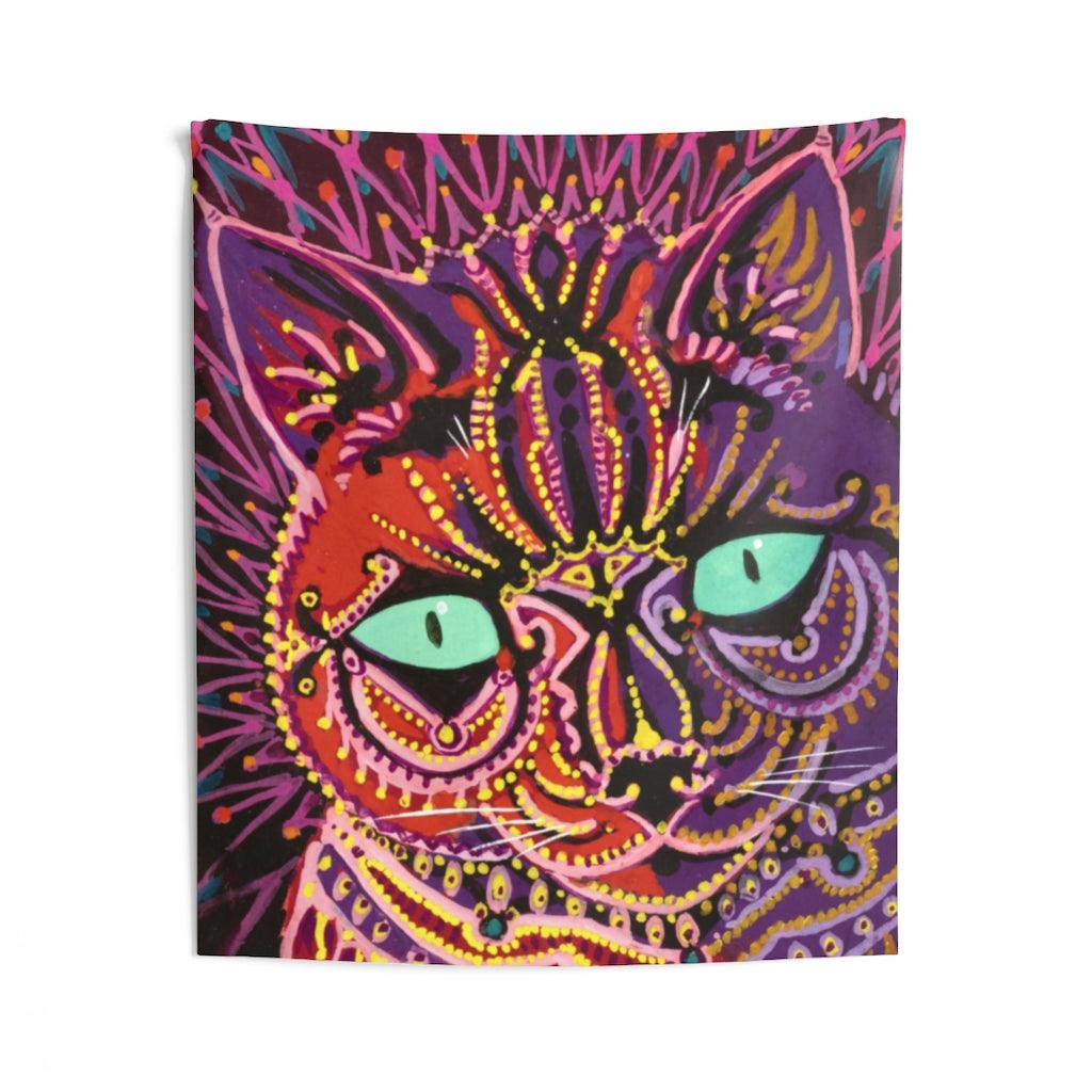 Louis Wain - Kaleidoscopic Psychedelic Cat Wall Tapestry - Art Unlimited