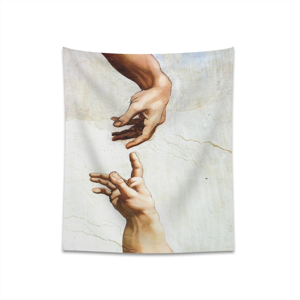 Michelangelo - Hand Of God The Creation Of Adam Sistine Chapel Wall Tapestry - Art Unlimited