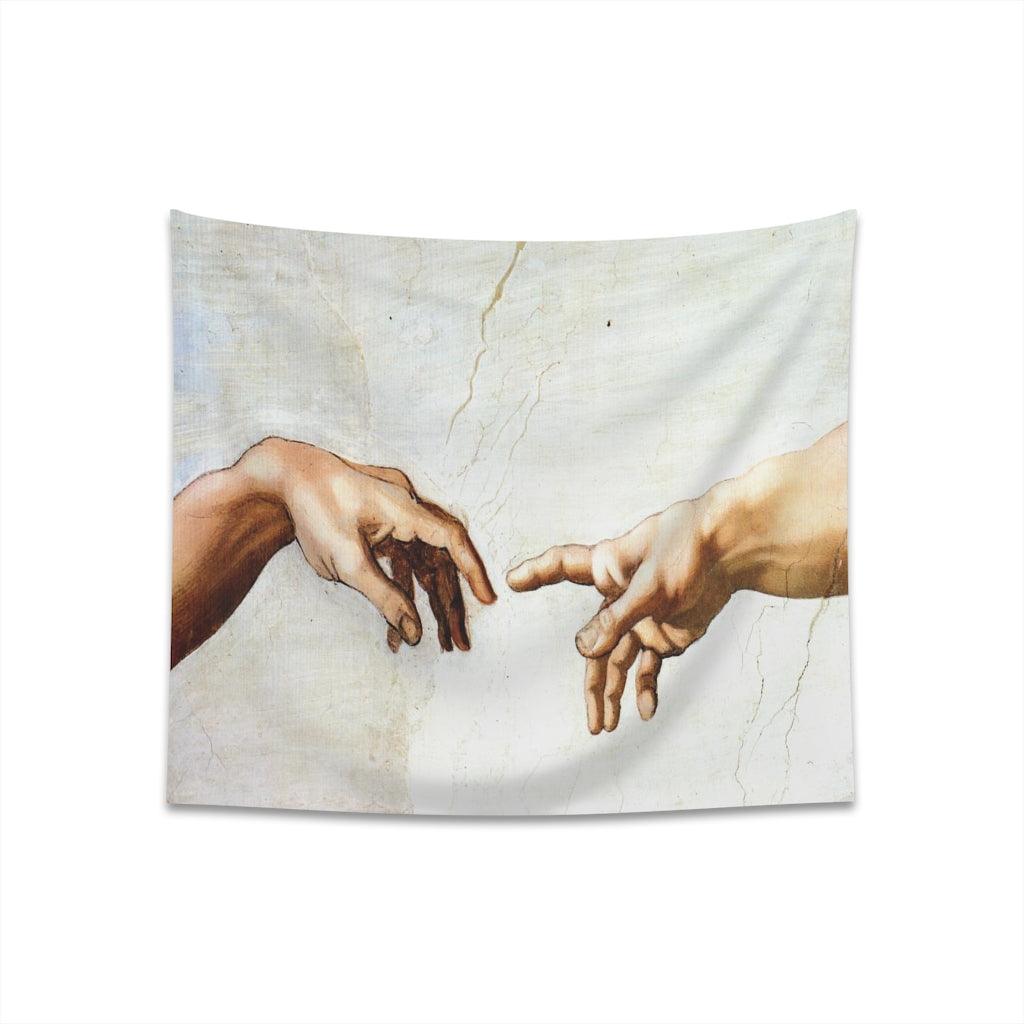 Michelangelo - Hand Of God The Creation Of Adam Sistine Chapel Wall Tapestry - Art Unlimited