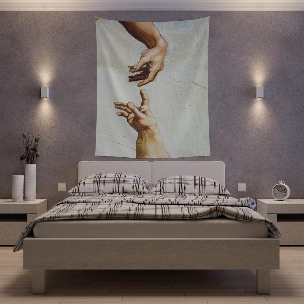 Michelangelo - Hand Of God The Creation Of Adam Sistine Chapel Wall Tapestry - Art Unlimited