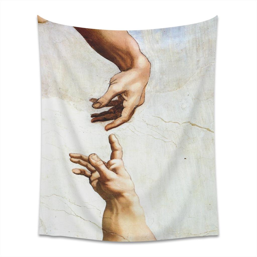 Michelangelo - Hand Of God The Creation Of Adam Sistine Chapel Wall Tapestry - Art Unlimited