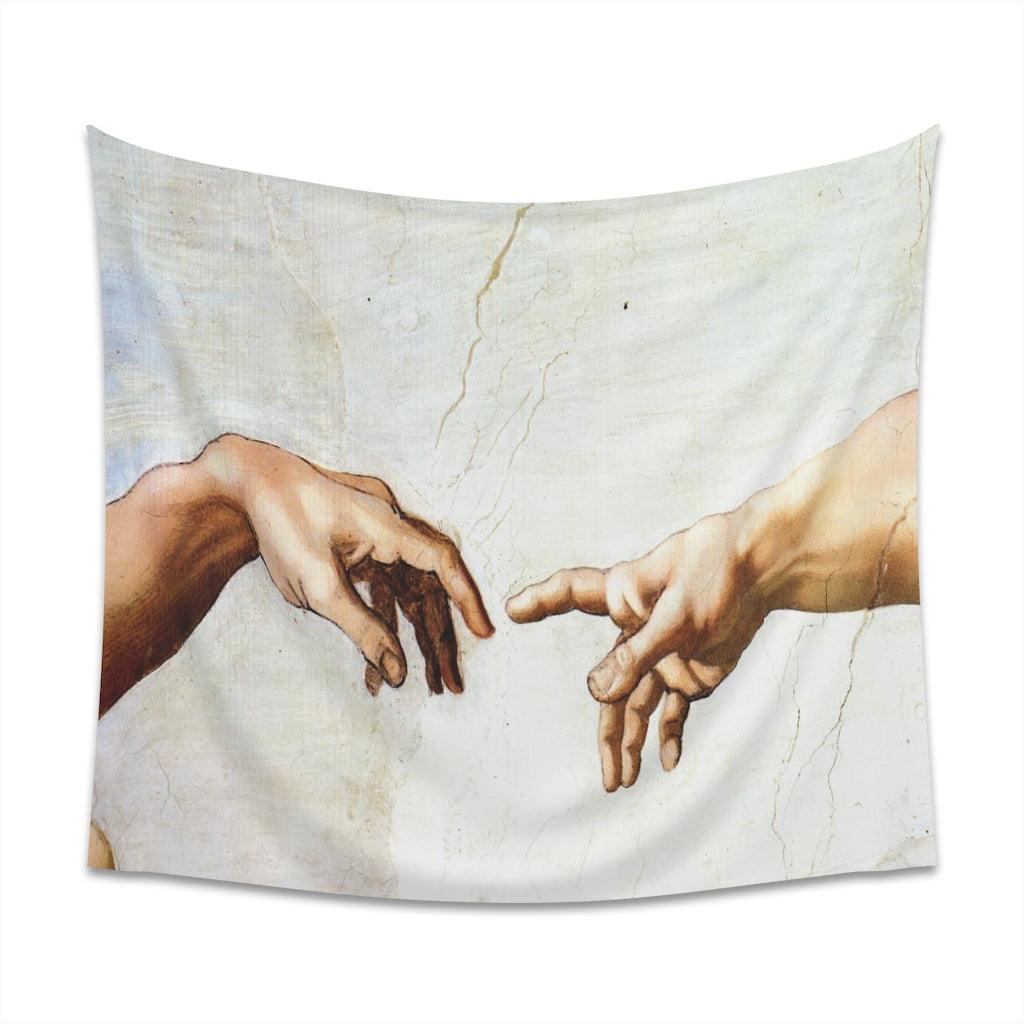 Michelangelo - Hand Of God The Creation Of Adam Sistine Chapel Wall Tapestry - Art Unlimited