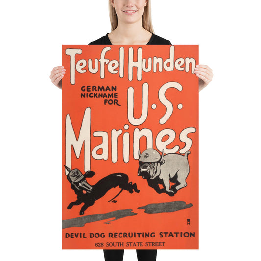 Teufel Hunden US Devil Dog Recruiting Navy Vintage Print Poster