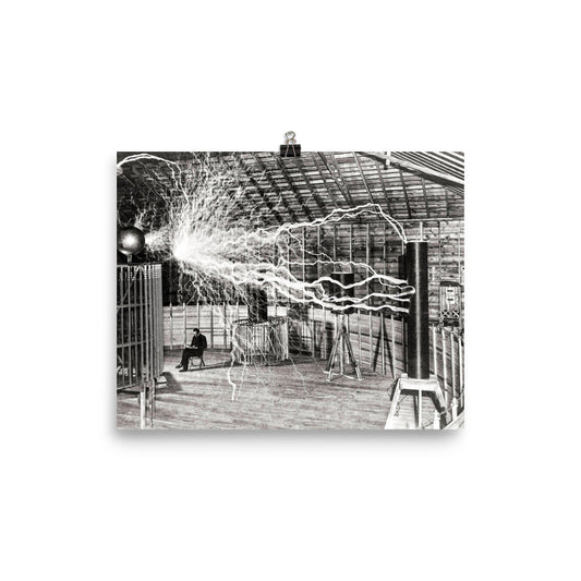 Nikola Tesla Lab Electricity Print Poster