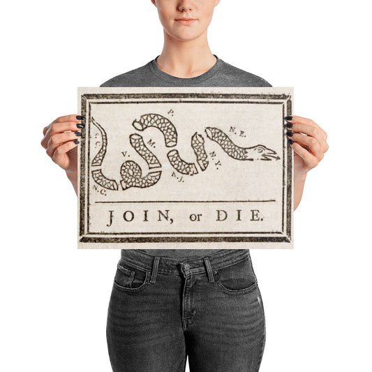 Join Or Die Benjamin Franklin Print Poster