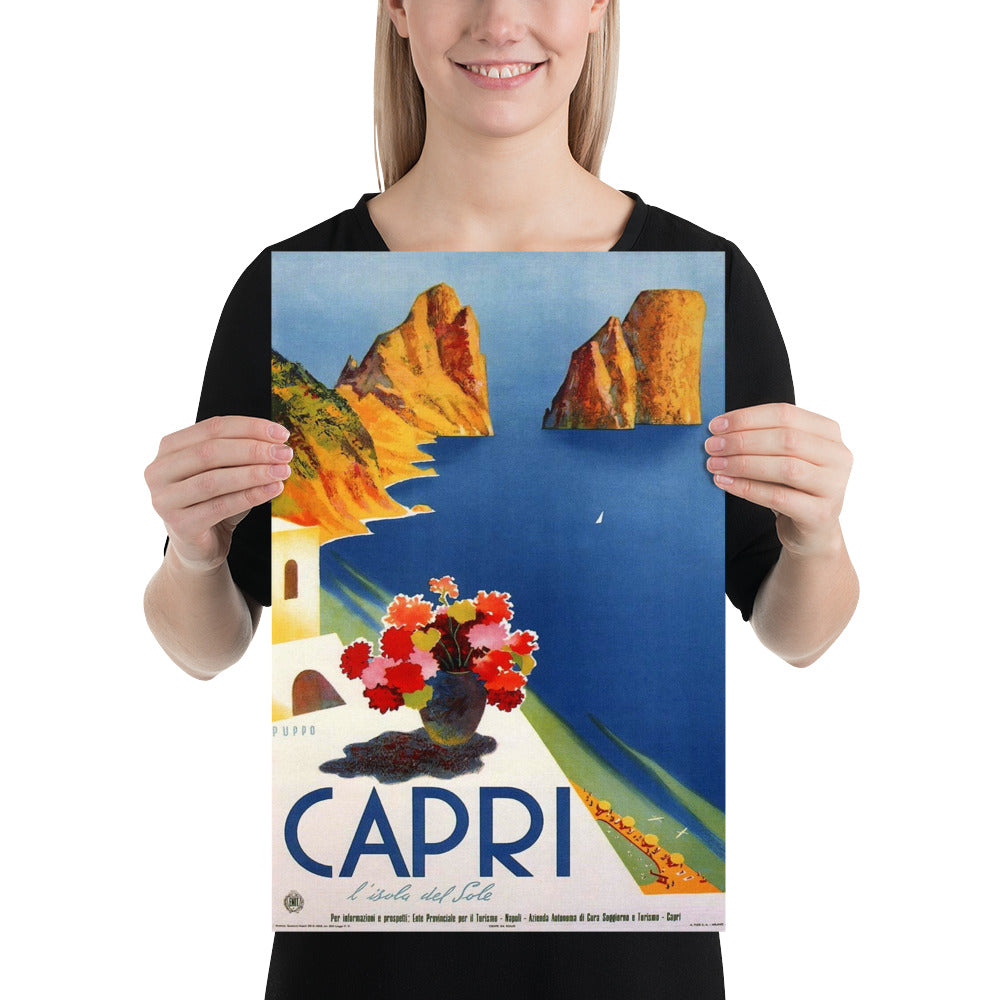 Capri Vintage Travel Mario Puppo Italy Print Poster