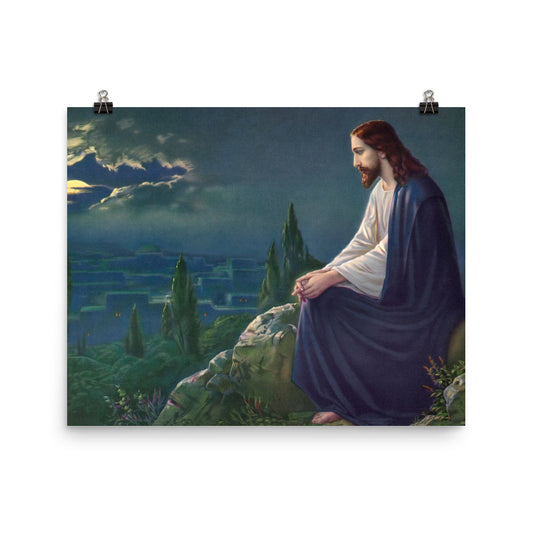 Christ On The Mount Of Olives Jesus At Night By Giovanni Print Poster