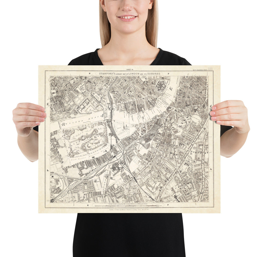 Old Map Of London 1877 Print Poster