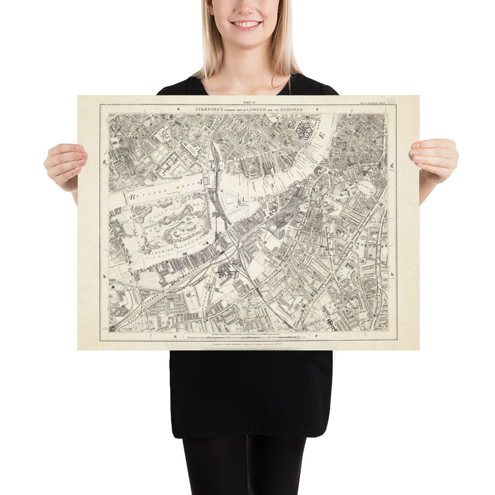 Old Map Of London 1877 Print Poster