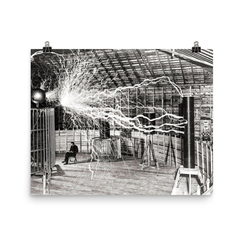Nikola Tesla Lab Electricity Print Poster