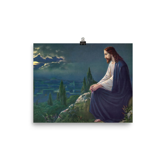 Christ On The Mount Of Olives Jesus At Night By Giovanni Print Poster