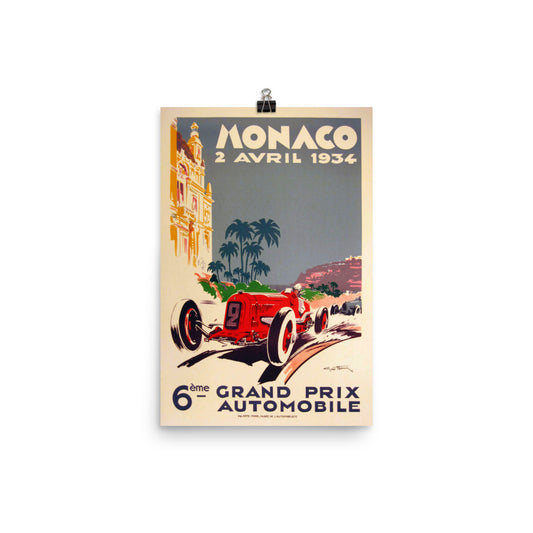 1934 Monaco Grand Prix Print Poster