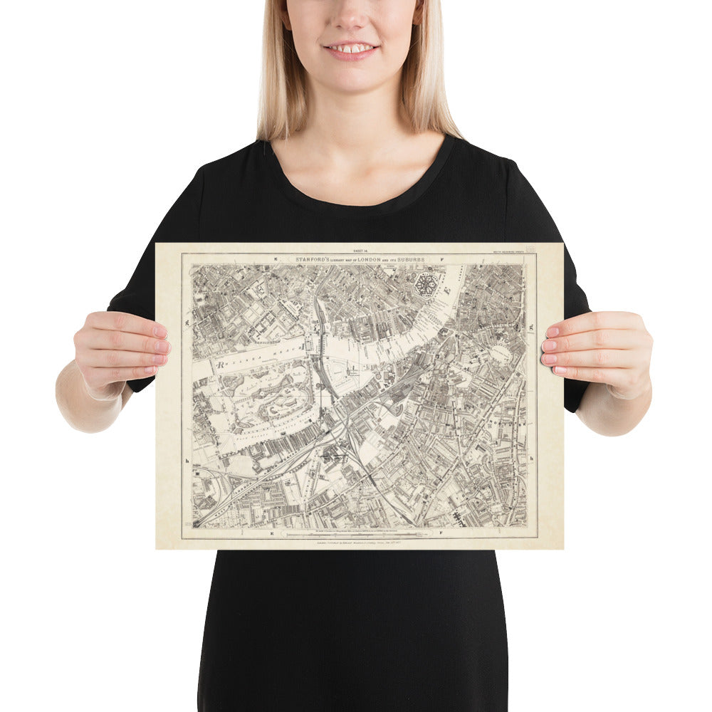 Old Map Of London 1877 Print Poster