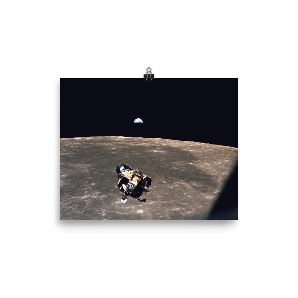 Apollo 11 Earth View as the Lunar Module Eagle Leaves the Moon Print Poster