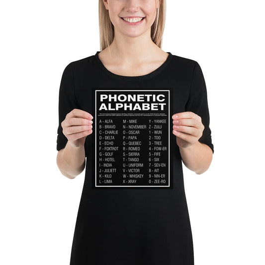 Phonetic Alphabet White And Black Background Print Poster