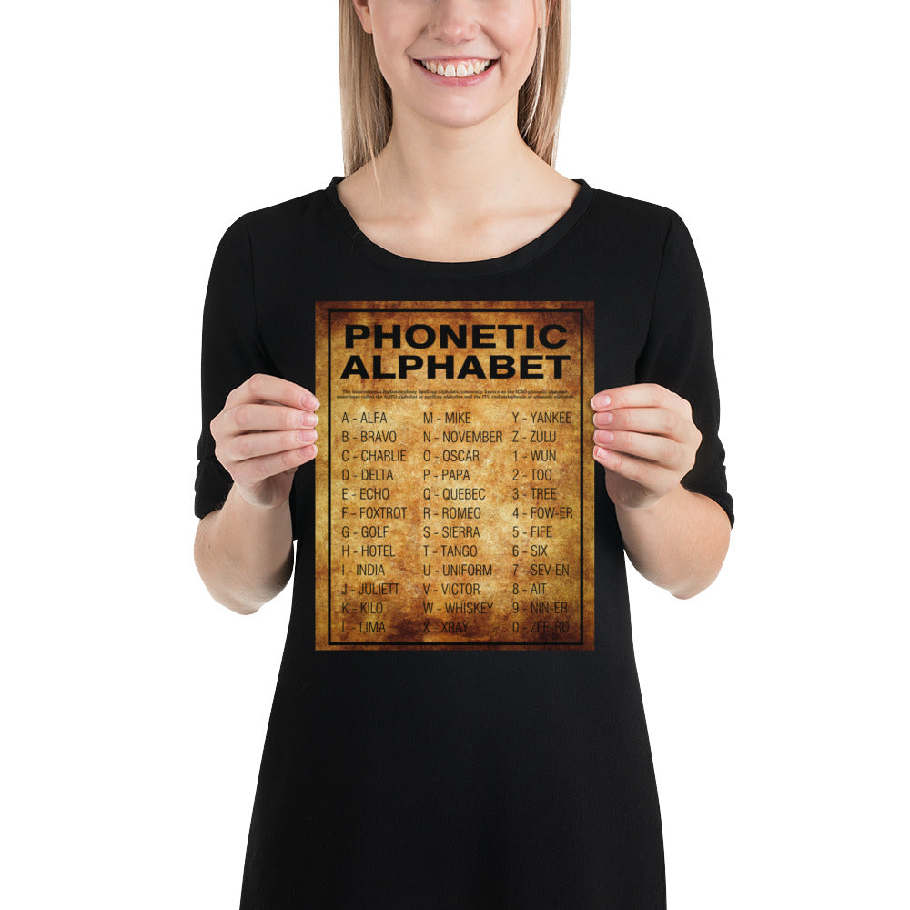 Phonetic Alphabet Aged Background Print Poster