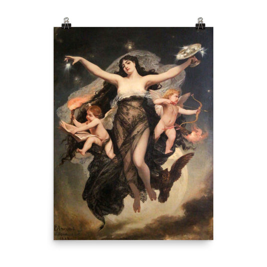 Pedro Americo The Night Escorted By The Geniuses of Study And Love 1883 Original Print Poster