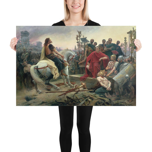 Vercingetorix Throwing Down His Weapons At The Feet Of Julius Caesar Print Poster