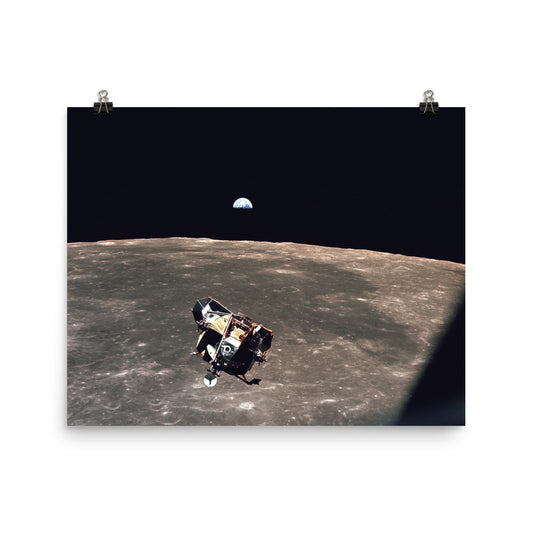 Apollo 11 Earth View as the Lunar Module Eagle Leaves the Moon Print Poster