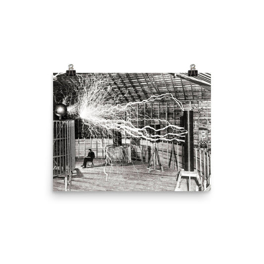 Nikola Tesla Lab Electricity Print Poster