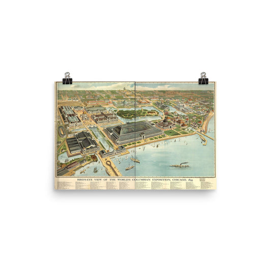 World&#39;s Columbian Exposition Fair Chicago Map 1893 Print Poster