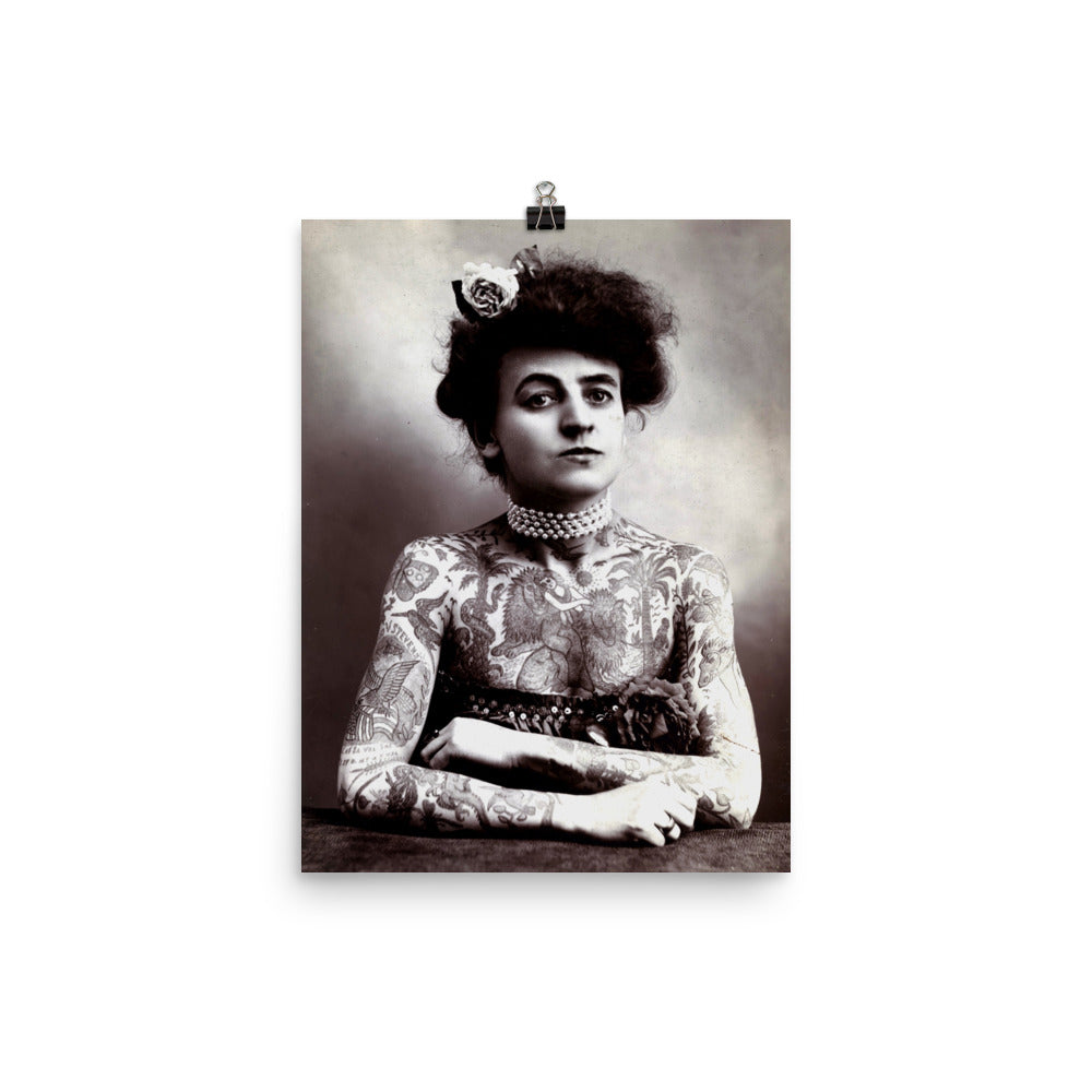 Tattooed Lady Maud Wagner 1907 Vintage Print Poster