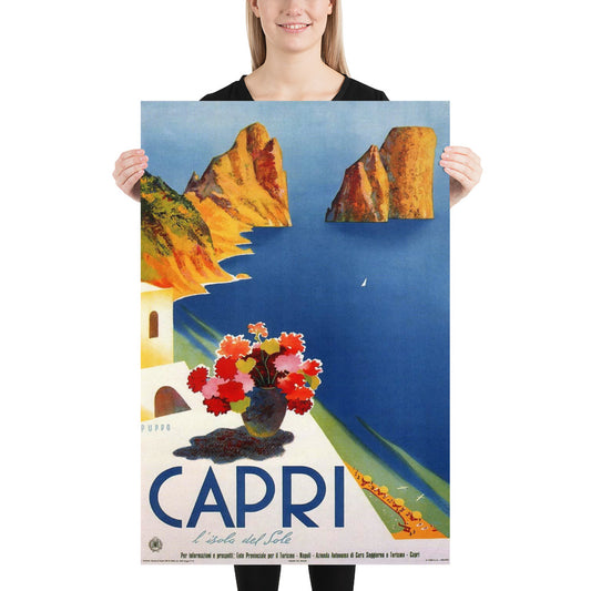 Capri Vintage Travel Mario Puppo Italy Print Poster