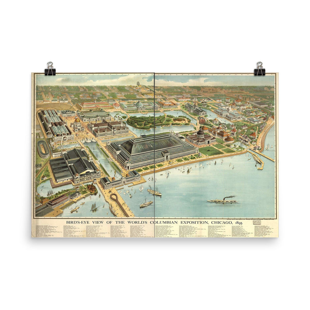 World&#39;s Columbian Exposition Fair Chicago Map 1893 Print Poster
