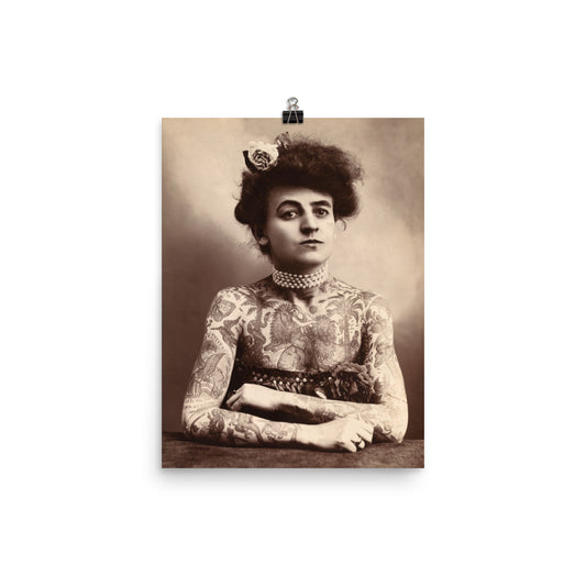 Maud Stevens Wagner Original 1907 Tattooed Lady Print Poster
